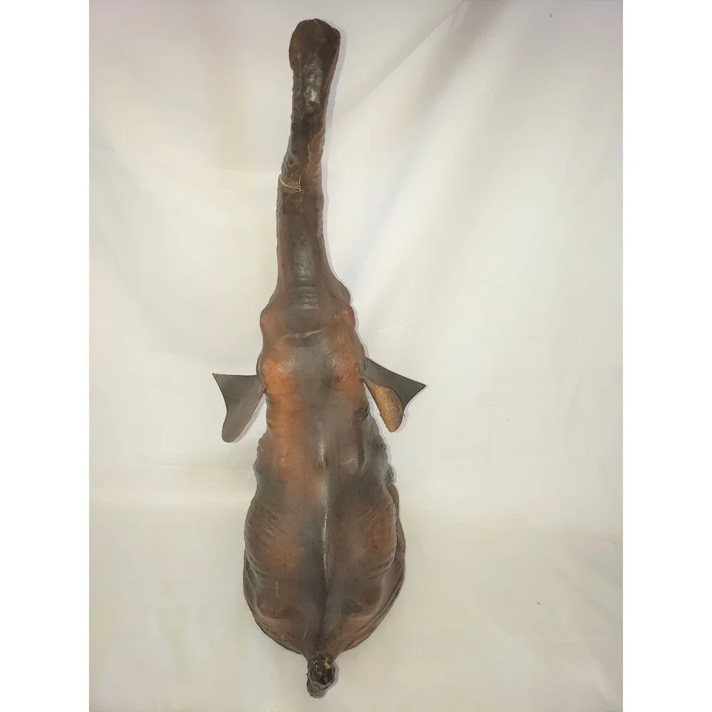 Vintage Leather Wrapped Elephant with Glass Eyes 16